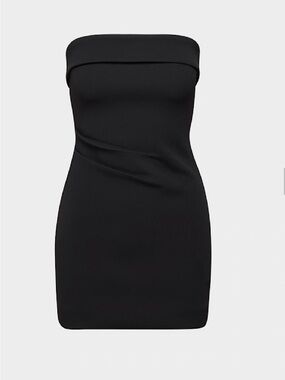Aritzia Strapless Black Fold-Over Bodycon Dress
